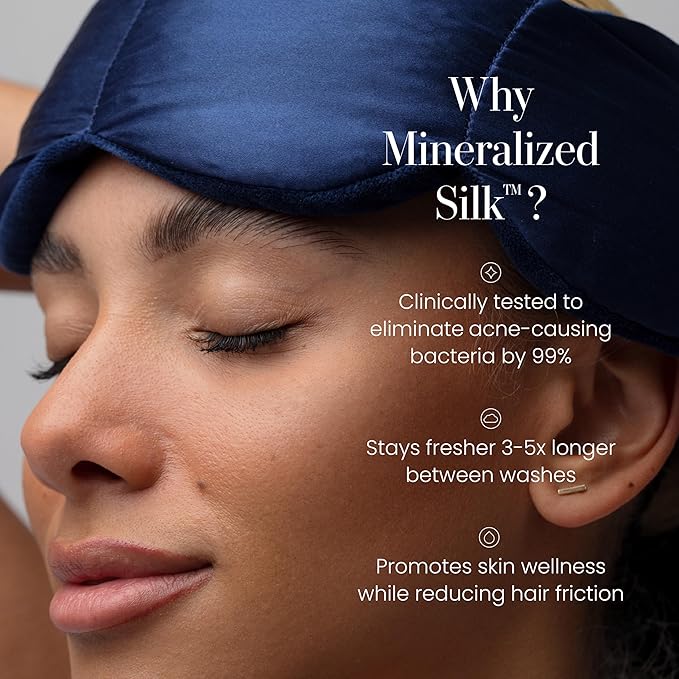 Nodpod Gentle Pressure Silk Sleep Mask | Patented Light Blocking Design for Sleeping, Travel & Relaxation | Bead Filled, Machine Washable (Sapphire)