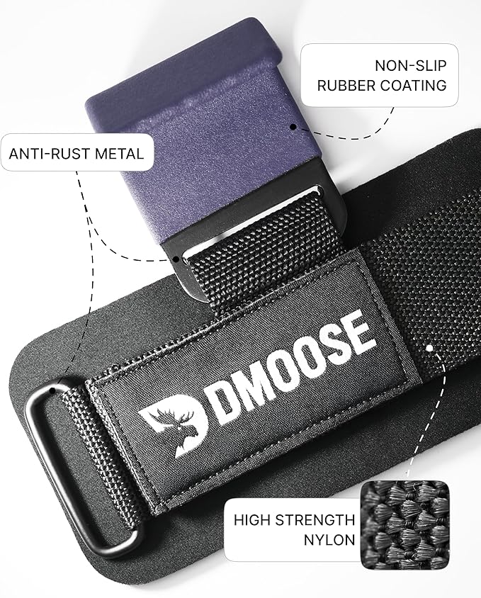 DMoose Fitness Weight Lifting Hooks (Pair) for Deadlifts, Pull Ups, Rows & Shrugs - Anti-Rip Nylon Strap Hand Grips with Thick Wrist Padding - Heavy Duty Wrist Straps for Weightlifting & Gym Workouts