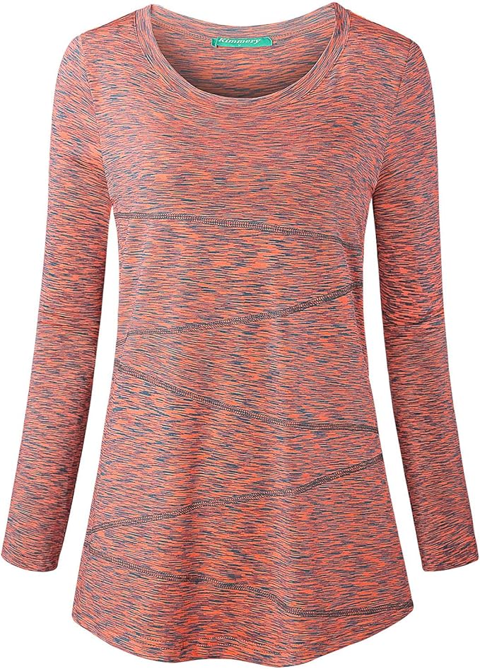 Kimmery Workout Tops for Women Long Sleeve Shirts for Women Quick Dry Line Decor Yoga Tops Sizes S-3XL