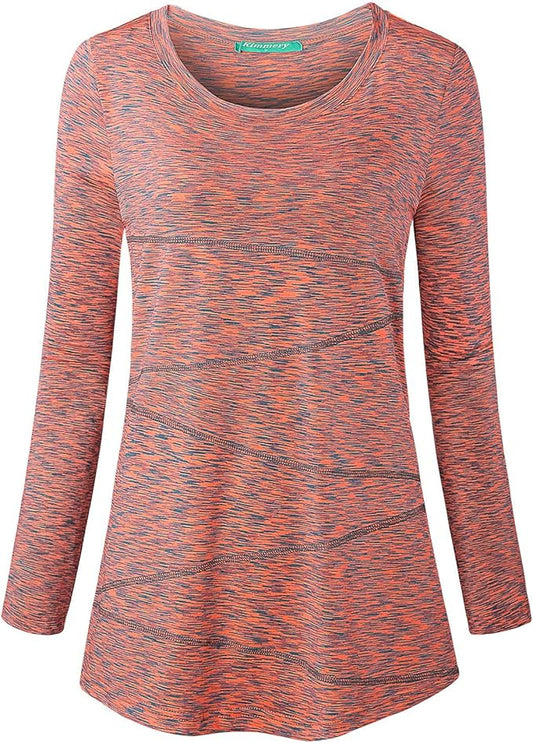 Kimmery Workout Tops for Women Long Sleeve Shirts for Women Quick Dry Line Decor Yoga Tops Sizes S-3XL