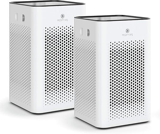 Medify MA-25 Air Purifier with True HEPA H13 Filter | 825 ft² Coverage in 1hr for Allergens, Smoke, Wildfires, Odors, Pollen, Pet Dander | Removal to 0.1 Microns | White, 2-Pack