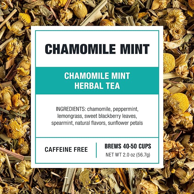 Tiesta Tea - Chamomile Mint, Loose Leaf, Chamomile Mint Herbal Blend, Premium Blend, Caffeine-Free Herbal Tea, Makes Hot or Iced & Brews Up to 50 Cups, 2oz Refillable Tin Can