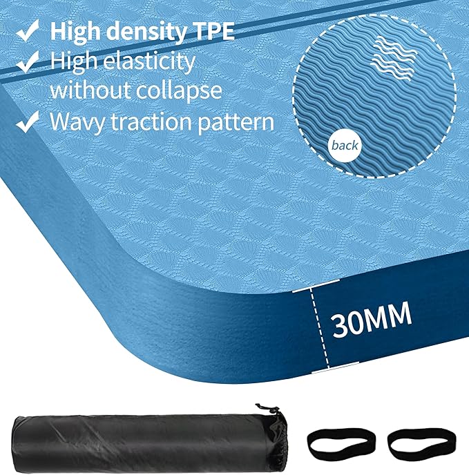 nuveti Large Exercise Mat - 15mm/20mm/30mm Thick Yoga Mat | Workout Mat for Fitness, Yoga, Pilates, Stretching & Floor Exercises for Women & Men with Free Carrying Bag