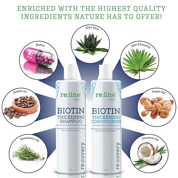 Biotin Shampoo and Conditioner for Thinning Hair Growth Thickening Shampoo for Hair Loss Treatment NATURAL Sulfate Free for Color Treated Hair Regrowth Treatment for Men Women