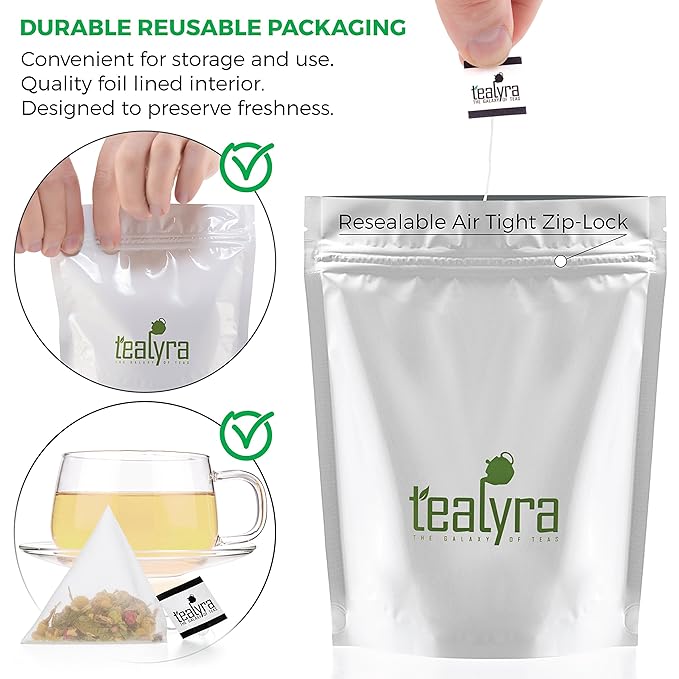Tealyra - Tranquil Dream - 25 Bags - Chamomile Honeybush Lavender - Calming - Relaxing - Herbal Loose Leaf Tea - Caffeine-Free - Pyramids Style Sachets
