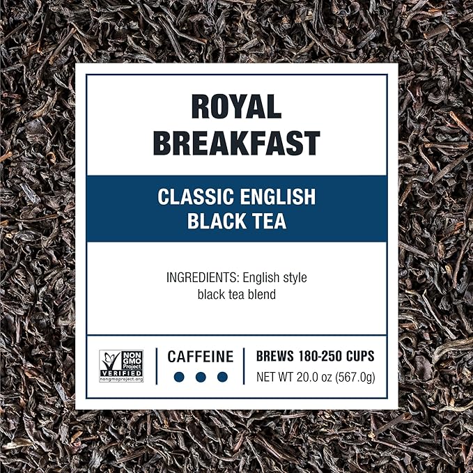 Tiesta Tea - Royal Breakfast, Loose Leaf, Classic English Black Tea, Premium High Caffeine Blend, Make Hot or Iced & Brews Up to 250 Cups, 16oz Bulk Pouch & 4oz Refillable Tin Combo
