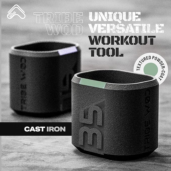 35lb Hybrid Dumbbell for Cross Training - Tribe WOD Dark Elf Weights - Ergonomic Stainless Steel Workout Equipment for Strength, Mobility and Cardio Fitness