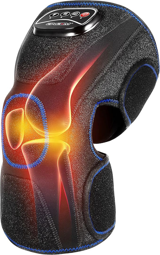 CINCOM Knee Massager with Heat, Air Compression Leg Knee Brace Wrap for Arthritis and Pain Relief Knee Eletric Heating Pad for Swelling, Injury and Joint Recovery Mothers Day Gifts (Single Unit)