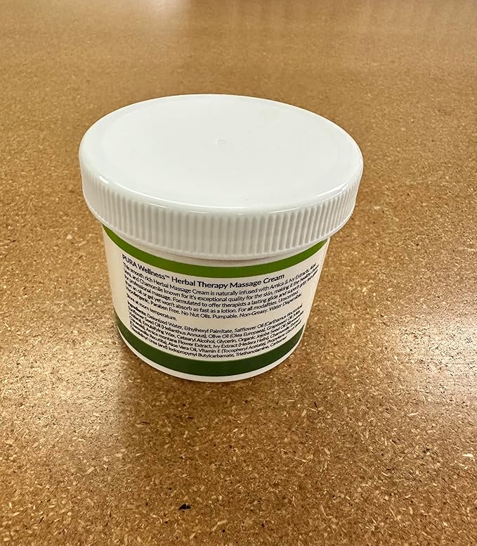 Wellness Professional Herbal Massage Cream, 4oz, Pura Massage Cream for Muscle Relief, Professional Deep Tissue Therapy, Wellness Herbal Massage