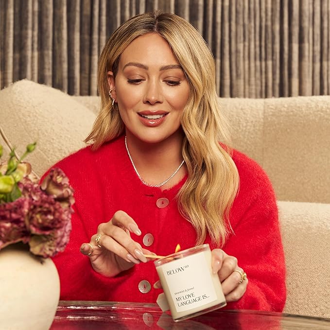Below 60 Scented Candle – My Love Language is… – Essential Oil-Based Fragrance – Hand-Made with Paraffin-Free Soy Wax – 100% Cotton Wick – 50 hr Burn Time - by Hilary Duff – Spearmint & Fennel (10oz)