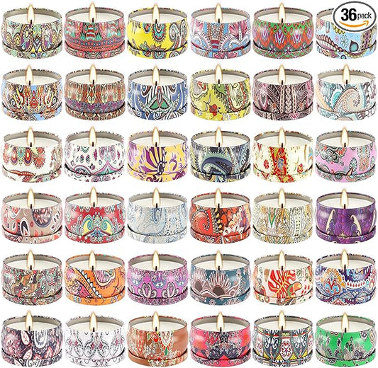 36 Pack Christmas Scented Candles Set for Home, Relaxing Stress Relief, Aromatherapy - Natural Soy Wax and Fragrance - Gifts for Women, Mom, Best Friend, Wife, Birthday