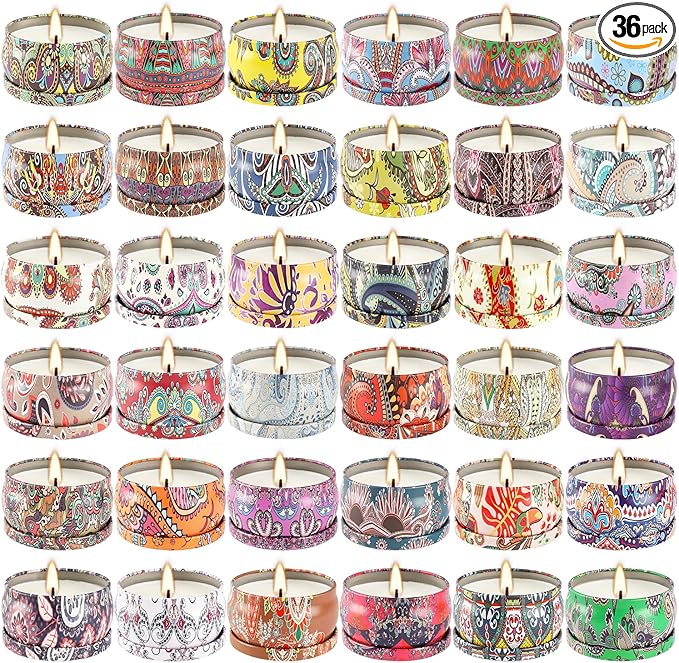 Scented Candles Gifts Set of 36, 2.5 oz Soy Wax Aromatherapy Travel Tin Jar Candles for Family,Colleagues,Friends, Teachers,Thank You Gifts