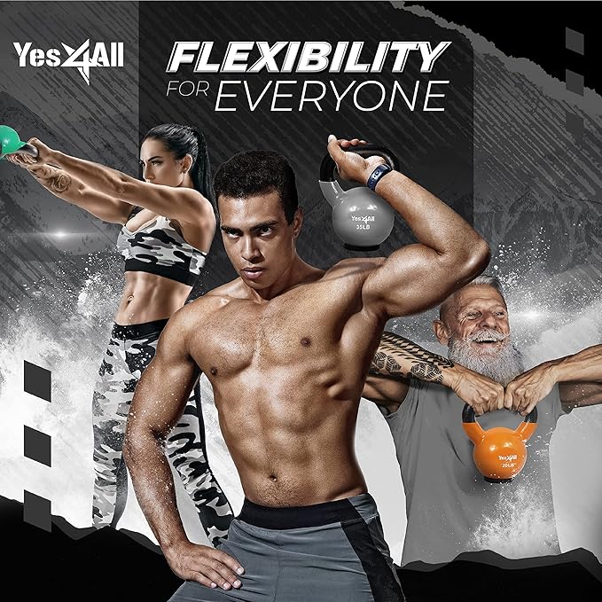 Yes4All Kettlebells Rubber Base, Kettlebell Set for Women, Strength Training Kettlebells Weights (10-65 lbs)