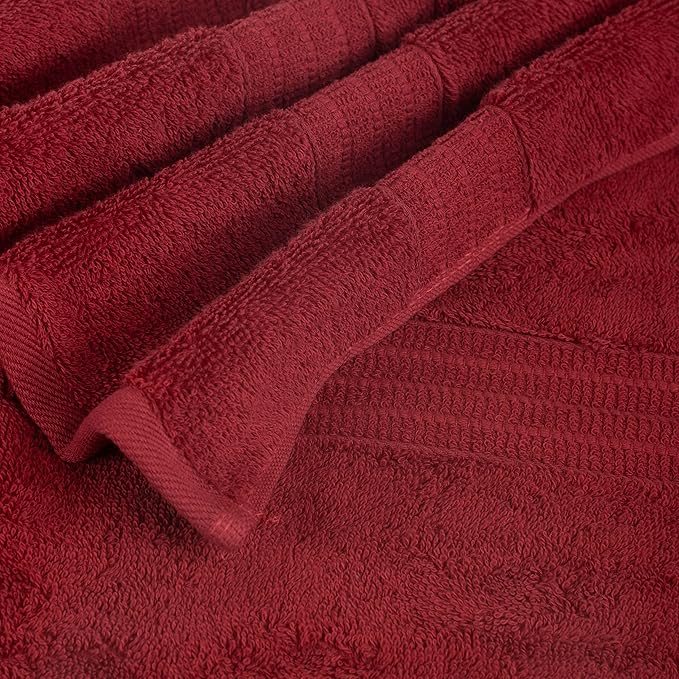 HOMELOVER 4 Piece Luxury Bath Towel Set - 100% Organic Cotton, 500 GSM, Hotel Quality, Highly Absorbent, Soft & Quick Drying Bathroom Towels for Showering, Washing & Guests (Berry Red)