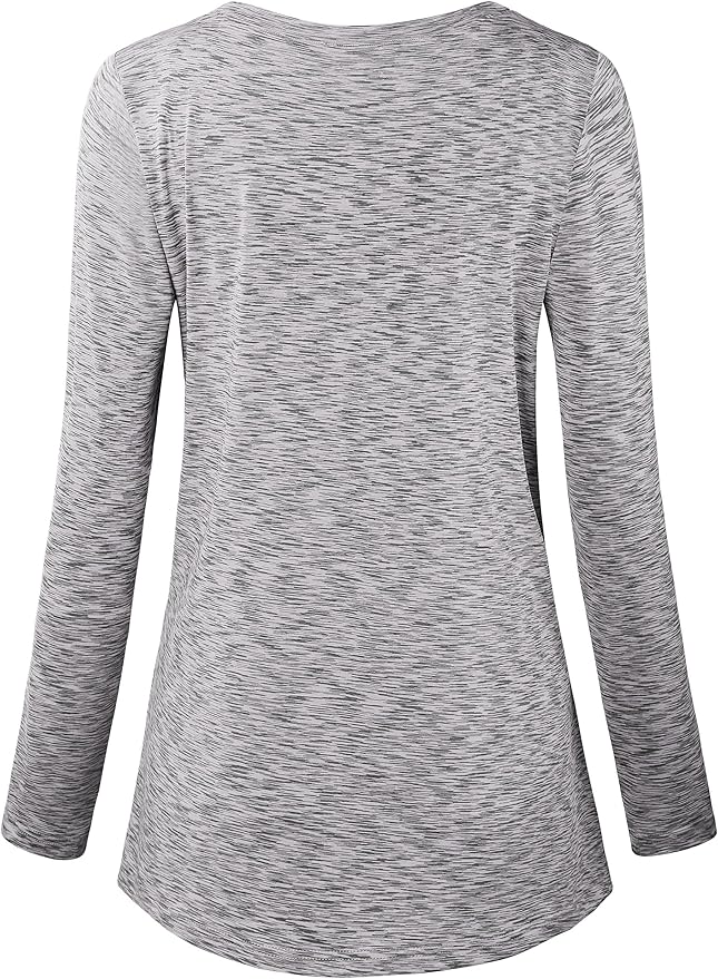 Kimmery Workout Tops for Women Long Sleeve Shirts for Women Quick Dry Line Decor Yoga Tops Sizes S-3XL