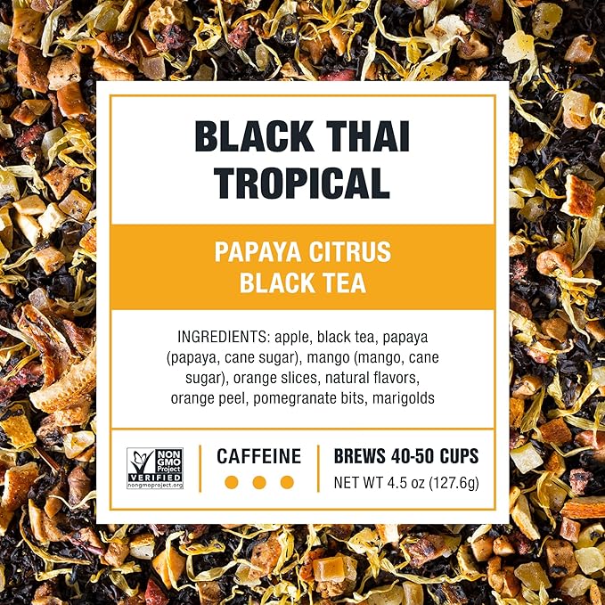 Tiesta Tea - Black Thai Tropical, Loose Leaf, Mango Citrus Black Tea, Premium Blend, High Caffeinated, Make Hot or Iced & Brews up to 50 Cups, 4.5oz Refillable Tin