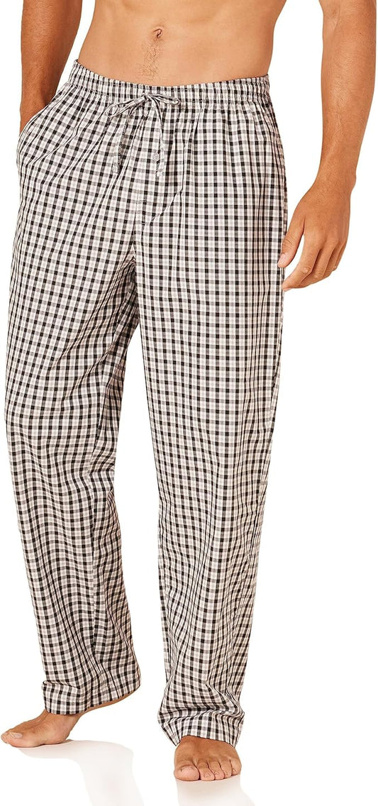 Amazon Essentials Mens Straight-Fit Woven Pajama Pant with Pockets
