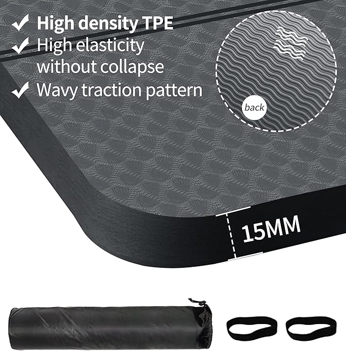 nuveti Large Exercise Mat - 15mm/20mm/30mm Thick Yoga Mat | Workout Mat for Fitness, Yoga, Pilates, Stretching & Floor Exercises for Women & Men with Free Carrying Bag