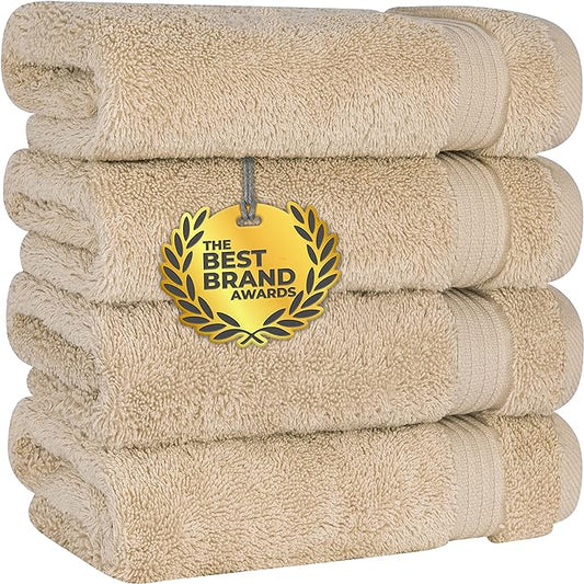 Cotton Paradise Hand Towels for Bathroom, 100% Cotton Turkish 4 Piece Hand Towel Set, Soft Absorbent Face Towels, Beige Hand Towels
