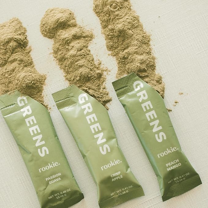 Rookie Wellness Greens + Superfoods - Greens Superfoods Powder Drink Made with Whole Food Sourced Ingredients Contains Vitamins, Probiotics, Antioxidants, and Baobab Fiber (30 Servings, Crisp Apple)