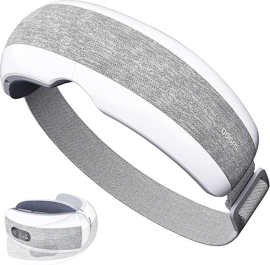 Eye Massager with Heating, Head Massager for Tired Eyes, Stream Your Favorite Music, Adjustable Head Strap, Gift for Women Men Mom Dad
