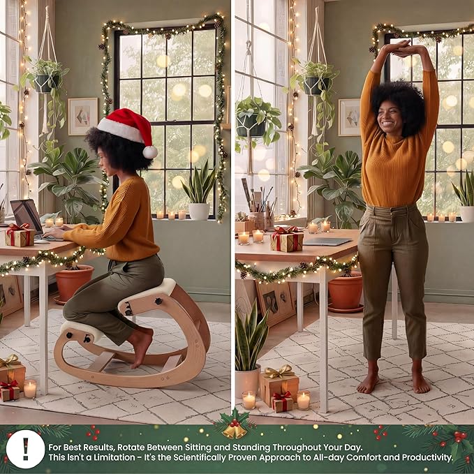 NYPOT Ergonomic Kneeling Chair with Adjustable Seats - Knee Chair for Posture Correction & Kneel Rocking Stool for Desk - Back Pain Relief for Home and Office, Supports 250 pounds - 5 Years Warranty