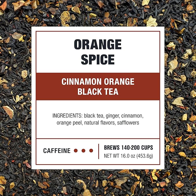 Tiesta Tea - Orange Spice Tea, Loose Leaf, Cinnamon Orange Black Tea, Premium High Caffeine Tea Blend, Make Hot or Iced & Up to 200 Cups, 16 oz Resealable Bulk Pouch