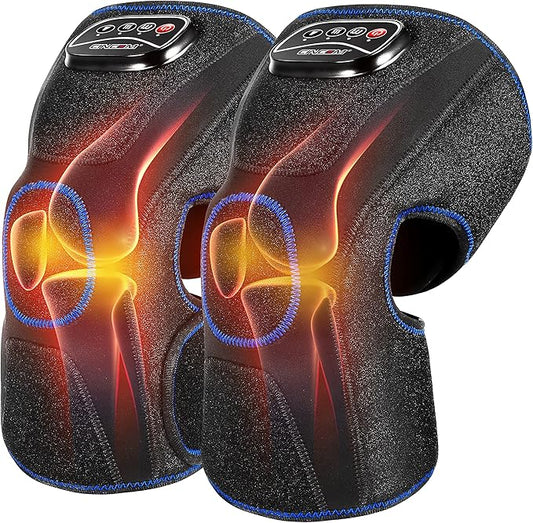 CINCOM Heated Knee Massager, Air Compression Knee Massager with Heat for Pain Relief Knee Brace Wrap for Knee Arthritis,Injury,Joint Pain 3 Modes & 3 Intensities (A Pair)