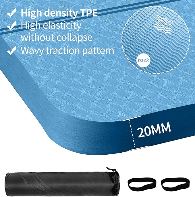 nuveti Large Exercise Mat - 15mm/20mm/30mm Thick Yoga Mat | Workout Mat for Fitness, Yoga, Pilates, Stretching & Floor Exercises for Women & Men with Free Carrying Bag