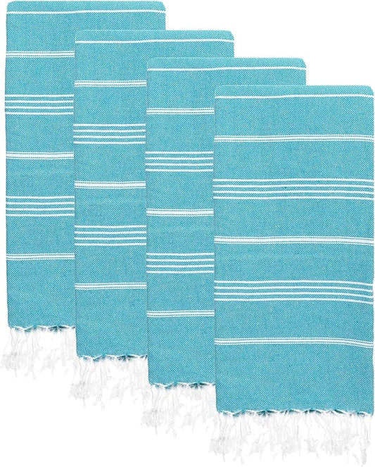 Turkish Beach Towels, Pack of 4 | Oversized, Quick Dry, Sand Free | 100% Cotton, Large 38x71 Towels for Beach, Pool, Travel | Ultra-Soft, Compact, and Absorbent | Teal