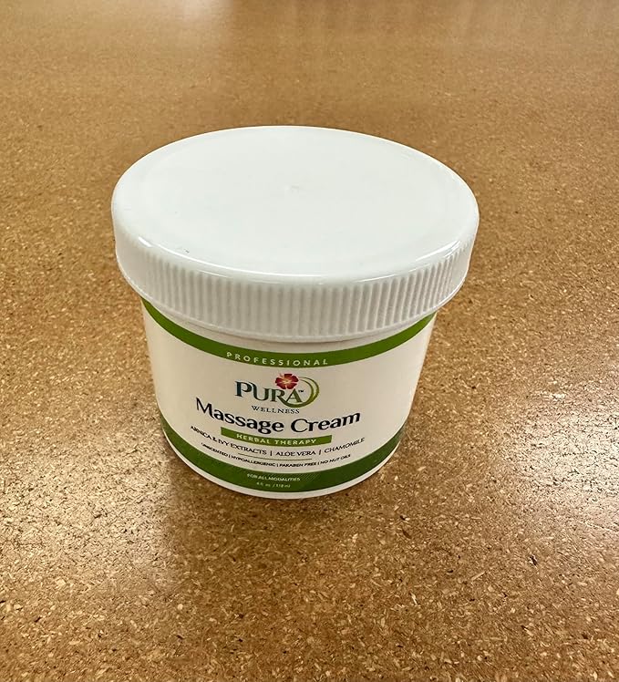 Wellness Professional Herbal Massage Cream, 4oz, Pura Massage Cream for Muscle Relief, Professional Deep Tissue Therapy, Wellness Herbal Massage
