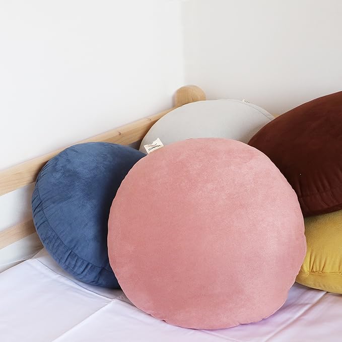 Taro Pink Round Throw Pillow 16x16 Down-like Polyester Filling Super Soft Cushion Ultra Fluffy Feather-like Touching Decor Round Floor Pillow for Couch Bed Sofa, 1 Piece