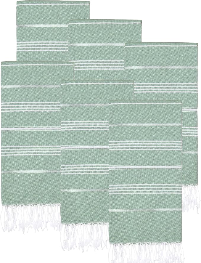 Turkish Beach Towels, Bulk Case of 24 | Oversized, Quick Dry, Sand Free | 100% Cotton, Large 38x71 Towels for Beach, Pool, Travel | Ultra-Soft, Compact, Absorbent | Light Green