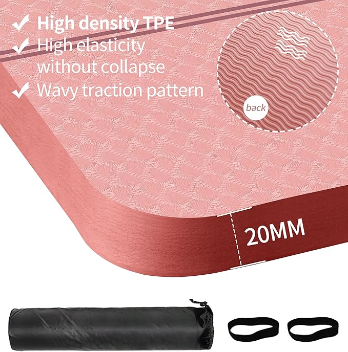 nuveti Large Exercise Mat - 15mm/20mm/30mm Thick Yoga Mat | Workout Mat for Fitness, Yoga, Pilates, Stretching & Floor Exercises for Women & Men with Free Carrying Bag