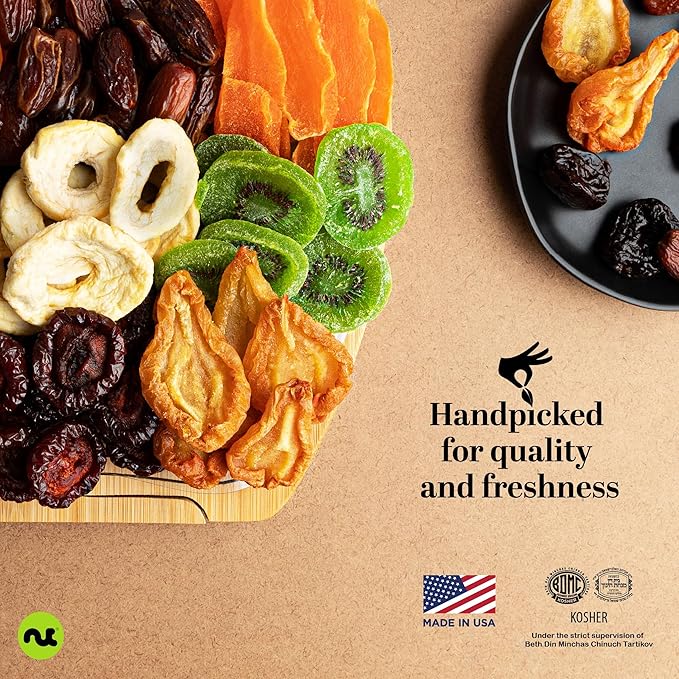 NUT CRAVINGS - Diwali Sweets Hamper Mid-Autumn Festival Dried Fruit Flower Arrangement Gift Basket in Wooden Apple-Shaped Gift Basket + Tray (9 Assortment) Healthy Snack Care Package, Food Assortments