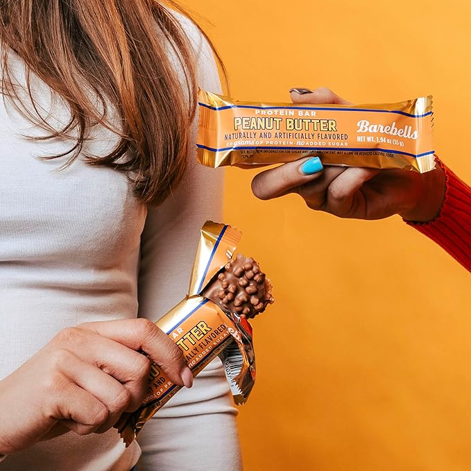 Barebells Protein Bars Peanut Butter - 24 Bars (2 Packs of 12), 20g High Protein Treats - Chocolate Peanut Butter Nutrition Bar with 1g Total Sugars - On-The-Go Breakfast or Post-Workout Snack