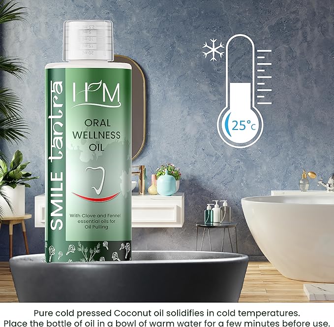 Oil Pulling with Clove & Fennel Essential Oils for Oral Health, Healthy Teeth & Gums, Alcohol Free Mouthwash, Teeth Whitening, for Dry Mouth, Bad Breath & Freshens Mouth