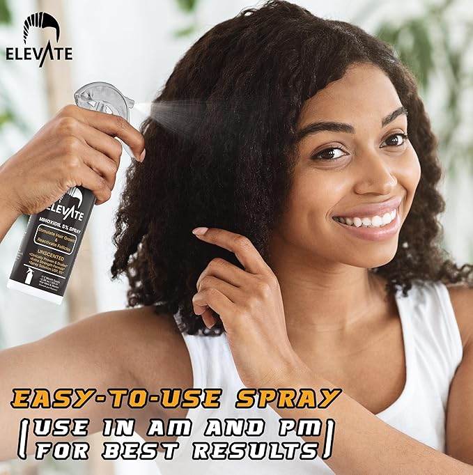 Elevate Hair Regrowth Treatment 5% Minoxidil Spray - Extra Strength Formula Professional Treatment for Hair Loss and Thinning for Regrowth - Stimulate Follicles for Men and Women 1 Month Supply