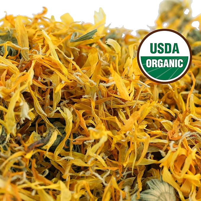 Calendula Tea 1LB (16Oz) 100% CERTIFIED Organic Whole Flower Herbal Tea (Calendula Officinalis), Caffeine Free in 1 lbs. Bulk Resealable BPA-free Bags from U.S. Wellness