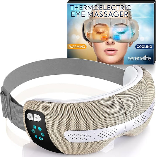SereneLife Smart Eye Massager with Heat and Cooling, Compression, Vibration, Music, Wireless Heated Mask