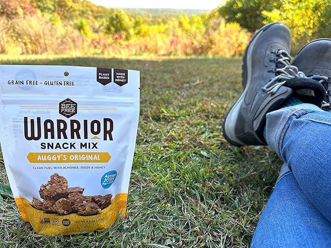 BeeFree Warrior Mix Gluten Free Granola - Chunky Granola Bites | Paleo, Low Carb, Grain Free, Preservative Free, Oat Free | Auggy’s Original Mix, 9 Ounce Bags, 3 Pack