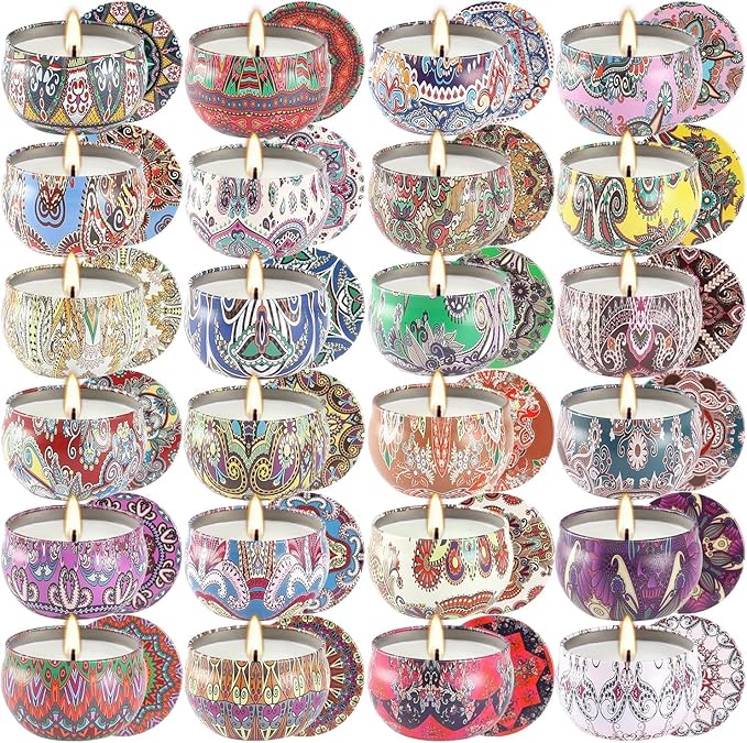 Scented Candles Gift Set, 2.5 oz Soy Wax Aromatherapy Candle for Home, Romantic Candles Gift for Mother Day Christmas Valentines Birthday (24 Pack)