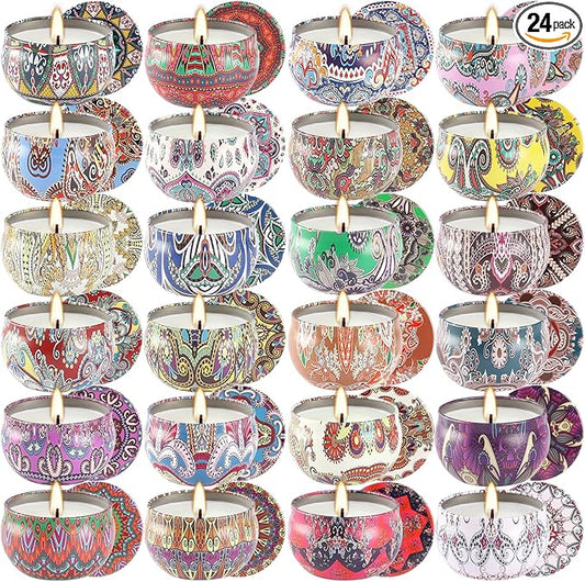 Scented Candles Gift Set, 2.5 oz Soy Wax Aromatherapy Candle for Home, Romantic Candles Gift for Mother Day Christmas Valentines Birthday (24 Pack)