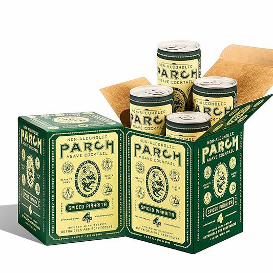 PARCH Spiced Piñarita Ready to Drink Non Alcoholic Agave Cocktail Infused with Desert Botanicals & Adaptogens, Plant Based, Gluten Free & Vegan, Inspired by the Sonoran Desert (8.4 oz x 8 Pack)