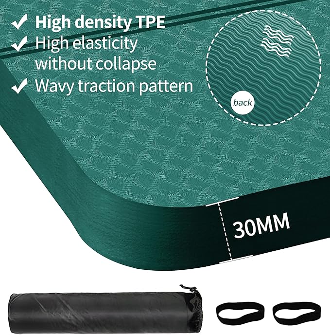 nuveti Large Exercise Mat - 15mm/20mm/30mm Thick Yoga Mat | Workout Mat for Fitness, Yoga, Pilates, Stretching & Floor Exercises for Women & Men with Free Carrying Bag