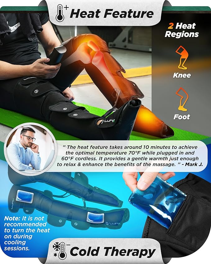 Lunix LX10 Full Leg Massager for Circulation, Compression Boots for Circulation, Leg Recovery Compression System, Pain Relief for Legs and Feet, Black