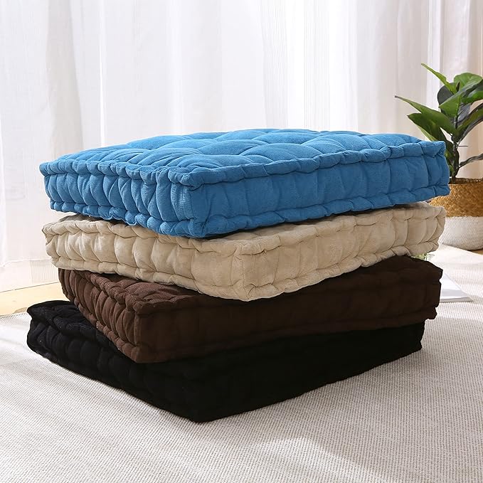 Verpert Floor pillow25x25Inch Square Meditation Cushion Floor Seating for Adults,Oversized Tufted seat Cushion Reading Nook for Kids,Yoga Meditation Pillow Sitting on Floor,Living Room Couch Outdoor