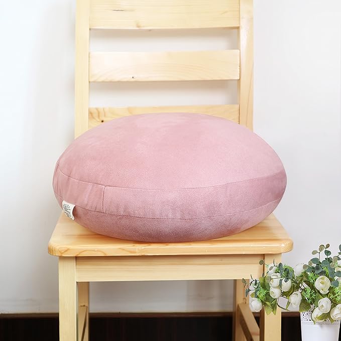 Taro Pink Round Throw Pillow 16x16 Down-like Polyester Filling Super Soft Cushion Ultra Fluffy Feather-like Touching Decor Round Floor Pillow for Couch Bed Sofa, 1 Piece
