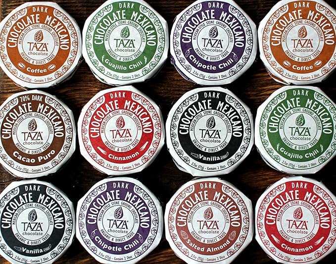 Taza Chocolate Organic Mexicano Disc 40% Dark Chocolate, Salted Almond, 2.7 Ounce (12 Count), Vegan