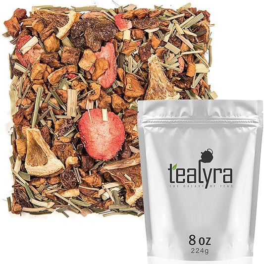 Tealyra - Lovely Lemongrass - Strawberry - Orange - Fruity Herbal Loose Leaf Tea - Hot and Iced Drink - Vitamins and Antioxidants Rich - Caffeine Free - All Natural - 222g (8-ounce)